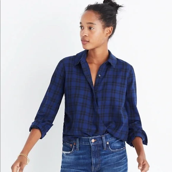 madewell wrap front shirt in arion plaid - Picture 4 of 7